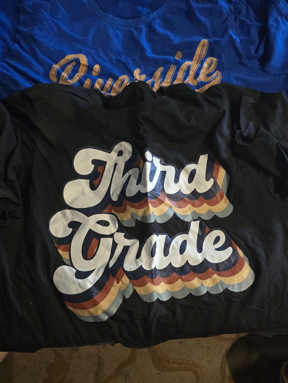 Third Grade Kids' Graphic Tee - Black with Retro Rainbow Print